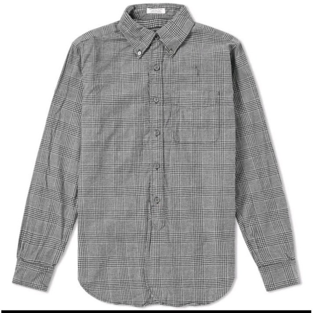 ENGINEERED GARMENTS Dark Grey Brushed Glen Plaid 19th Century Button Down Shirt